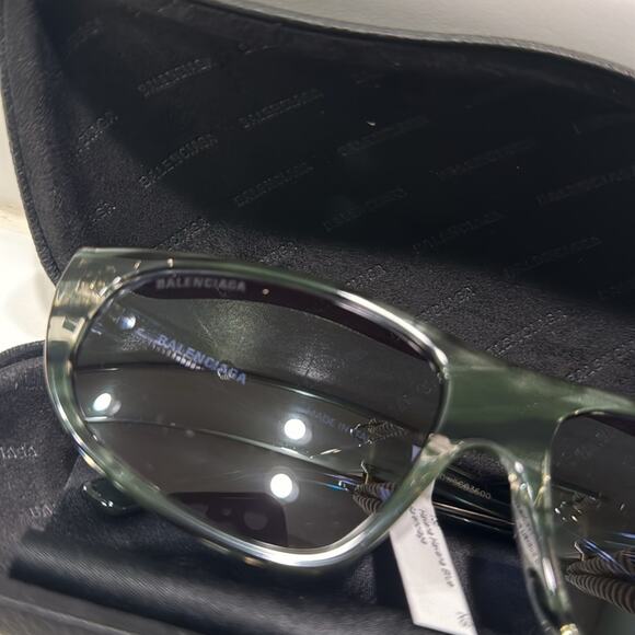 Balenciaga 60mmRectangle Sunglasses zebra with blue lense main image 8